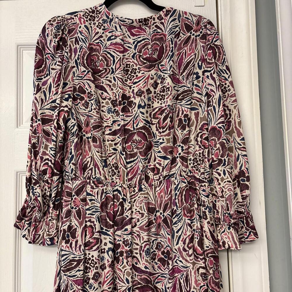 Skies Are Blue Floral Maxi Dress Woman’s M. Floral Burgundy Boho Peasant Layer - Picture 9 of 9